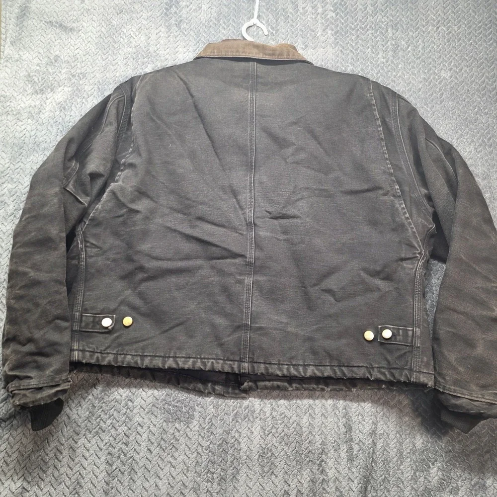 Carhartt Arctic Jacket Men's XXL Black Distressed Duck Canvas Faded Workwear VTG
